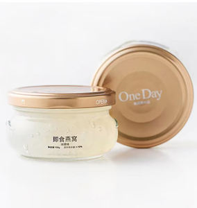 Usine 80ml 3oz large bouche ronde en verre transparent <span class=keywords><strong>nid</strong></span> d'oiseau caviar bouteille de stockage miel bocal en verre avec couvercle - Product Image 3