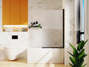 Pantalla <span class=keywords><strong>de</strong></span> bañera <span class=keywords><strong>de</strong></span> pivote <span class=keywords><strong>de</strong></span> vidrio templado transparente con perfil negro y sello <span class=keywords><strong>de</strong></span> Pvc - Product Image 5