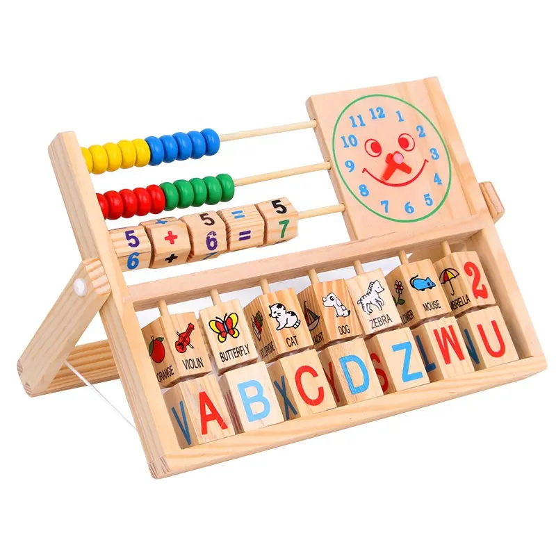 Kinder Kinder Abacus Pädagogisches Holz spielzeug Berechnung Rahmen Buchstabe Alphabet Digitale Nummer Wecker Spielzeug