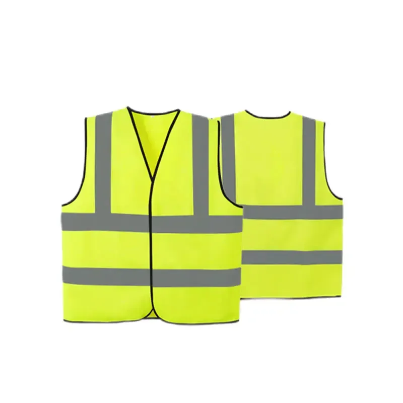 Gilet di sicurezza ad alta visibilità con strisce riflettenti | Colore giallo Neon | Frontale con cerniera | Per emergenza, costruzione e sicurezza