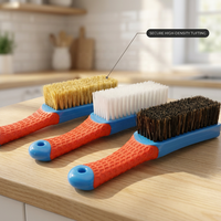 Brosse de nettoyage de chaîne de vélo et de moto, brosse de polissage carrée à trois faces avec poils en nylon, manche en plastique PP, DIY