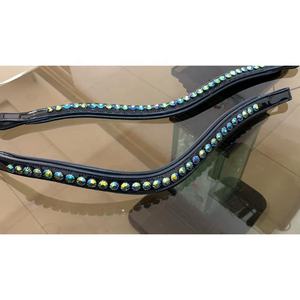 Bandeaux Bling de haute qualité pour chevaux d'équitation en cuir durable avec coutures fantaisie meilleur prix cristal décoré - Product Image 2