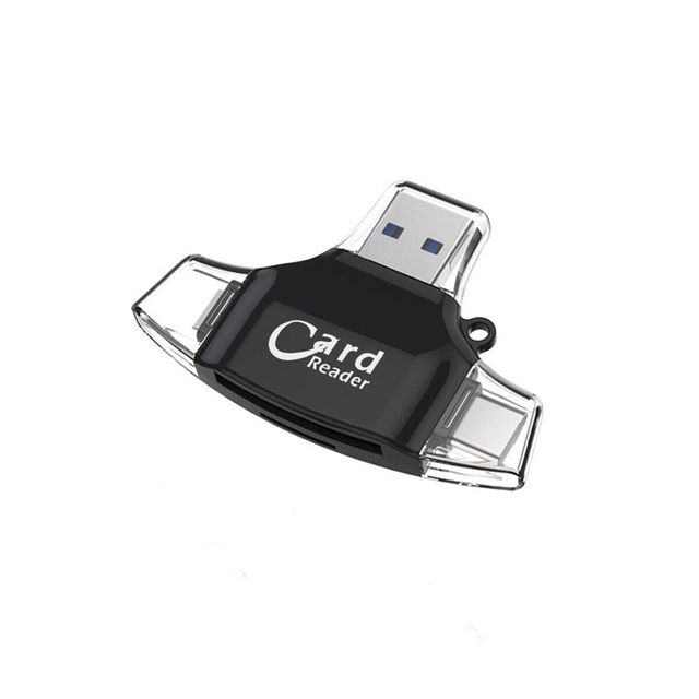 4-in-1 SD/TF Card Reader Micro SD USB 2.0 OTG Adapter for iPhone 13 Pro Max Mini