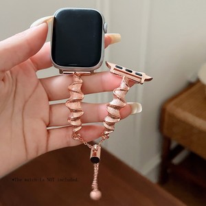Brazalete de metal de lujo con diseño de ondas para Apple Watch de 18 mm, correa de acero inoxidable, banda telescópica de cadena a la moda. - Product Image 5