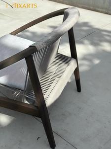 Sedia <span class=keywords><strong>da</strong></span> <span class=keywords><strong>Esterno</strong></span> di Lusso in Legno di Teak con Braccioli in Corda di Polipropilene, Arredamento <span class=keywords><strong>da</strong></span> Giardino per Patio e Balcone - Product Image 3