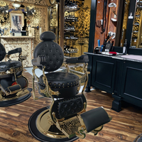 Chaise de barbier en cuir synthétique, design traditionnel, rotation à 360 degrés, hauteur réglable, caractéristiques pour les meubles de salon commerciaux