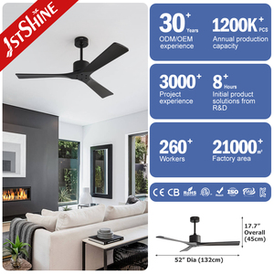 Ventilateur de plafond 1stshine OEM Color Design Fantaisie Lames en bois 6 Vitesses Moteur DC Ventilateur de plafond sans lumière - Product Image 3