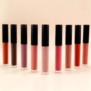 Lipstik Lip Gloss cair Matte Label pribadi, Lip Gloss cair 24 warna tahan air dengan MOQ rendah