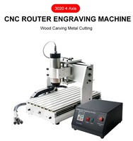 Mini machine-outil CNC DIY 3020 4 axes 800W pour découpe de métal et de bois, gravure de circuits imprimés, broche simple avec système de contrôle Mach3