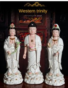 تمثال بوذا الغربي الخزفي, تمثال بوذا الغربي amituo Guanyin Bodhisattva الحرف اليدوية النحت - Product Image 3