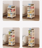 Conteneurs de rangement en plastique empilables en gros avec portes coulissantes et boîtes de rangement amovibles pour îlots de cuisine, chariots et armoires