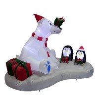Hélicoptère de Noël gonflable lumineux avec Père Noël gonflable sur un avion, décoration de fête de Noël parfaite