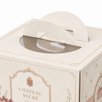 Cajas para Pasteles Ecológicas de Cartón Ondulado Tipo E, Plegables, con Ventanas de PET, para Productos Horneados, con Relieve y Laminado Mate