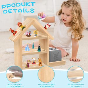 Creative Little House Wall Mounted <b>Shelf</b> 3 Tier Solid Wood Blind <b>Box</b> Display Rack For Childrens Room Toy Organizer - Product Image 3
