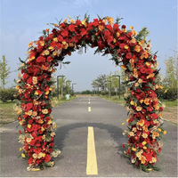 Arche métallique de luxe en gros pour extérieur, avec fleurs artificielles, pour toile de fond de mariage, décoration de fête, écologique