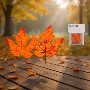 Hojas de arce artificiales ILAN de 11 cm, paquete de 4 piezas para decoraciones de otoño - Product Image 2