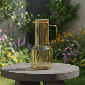 <span class=keywords><strong>Carafe</strong></span> en verre ambré avec couvercle et poignée, pichet moderne en borosilicate pour thé glacé et jus, idéal pour la porte du réfrigérateur - Product Image 2