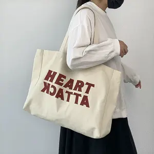 Wholesale Large Heavy Duty Handbag Pocket And Zipper Shopping Grocery Plain Cotton Canvas Tote Bag With Custom Printed Logo