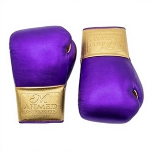 Guantes de Boxeo Color Oro Púrpura con Cordones, Guantes de Sparring Antideslizantes para Entrenamiento en el Gimnasio y Combate - Product Image 4