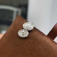 Ensemble de bijoux fins de luxe en argent 925 et plaqué or 18 carats, collier et boucles d'oreilles, pendentif en diamant de laboratoire ovale à haute teneur en carbone de 0,5 ct