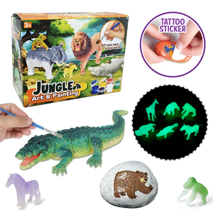 Kit de peinture d'<span class=keywords><strong>animaux</strong></span> de safari africain WAYEE, 12 figurines d'<span class=keywords><strong>animaux</strong></span> mignonnes, pierres de peinture naturelles, ensemble de peinture, tatouages temporaires d'<span class=keywords><strong>animaux</strong></span>, 4,5 - Product Image 1