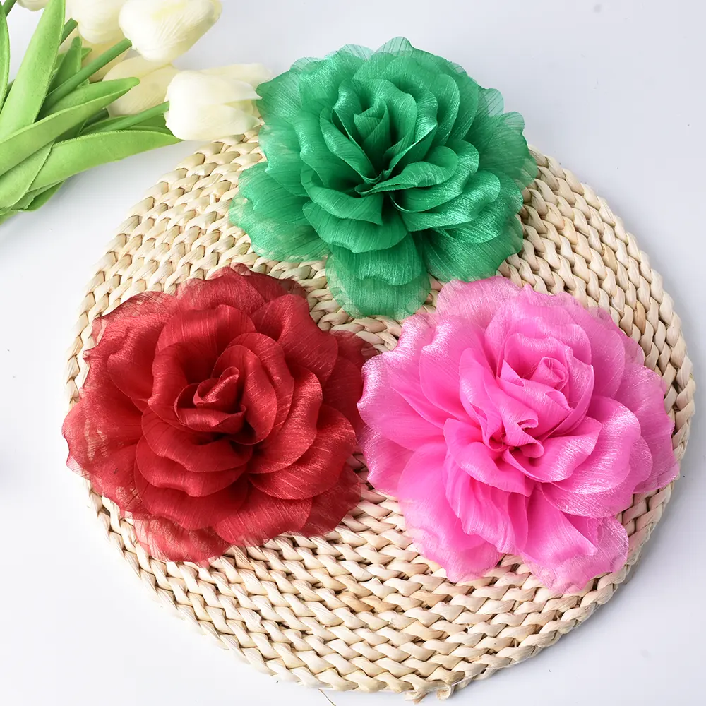 Hot Selling 13cm DIY Handmade Rose Jewelry Accessories Textured Yarn Clothing Elements For Jewelry Findings Components Europe