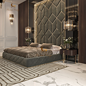 Ensemble de Chambre à Coucher de Luxe Moderne Style Italien <span class=keywords><strong>2025</strong></span> avec Cadre en Bois et Velours, Tailles Queen et <span class=keywords><strong>King</strong></span> - Product Image 1