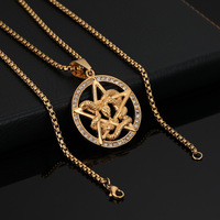 Collier avec pendentif pentacle pour homme, acier inoxydable rétro avec cristal, tendance et simple, style personnel dominant