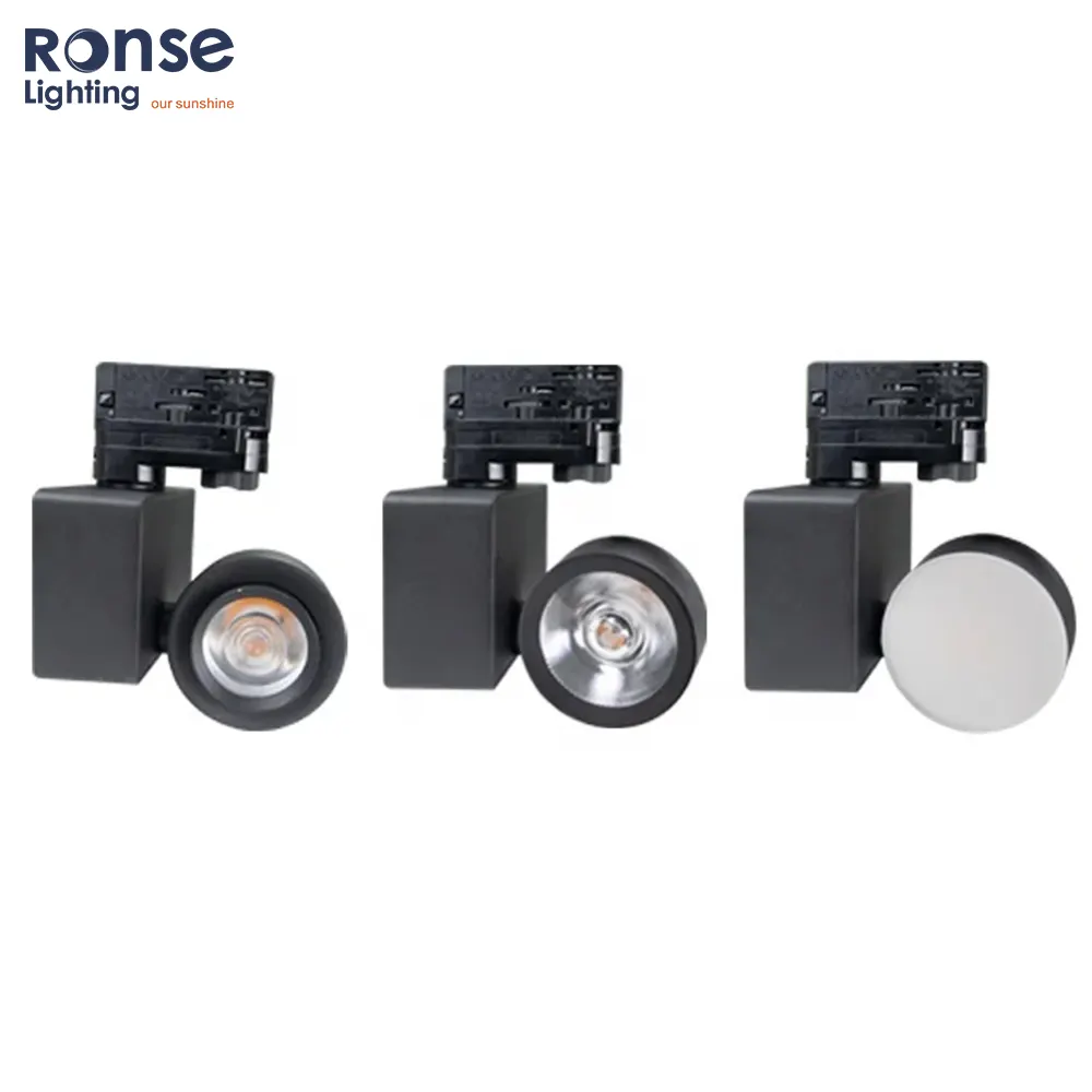 Ronse Led Track Spotlight Draaibaar En Draaibaar Spoorlicht 3000 K Warm Plafondlamp Voor Binnenverlichting Railsysteem Zwart