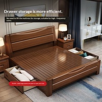 Modernes Minimalistisches Chinesisches Massives Walnuss-Doppelbett mit Ausziehbarer Plattform, Stauraum, Verstellbarer Höhe & Umweltfreundlichem Design