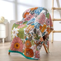 100% Cotton Five-Layer Gauze Bath Towel Floral Printed Quick-Drying Absorbent Comfortable Large Towel for Adults Beach Towels