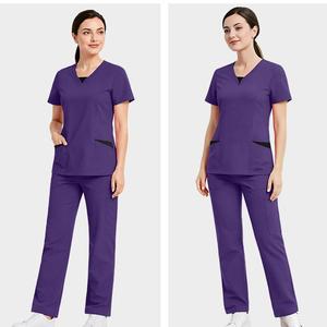 42337 Ensembles de Blouses Médicales Personnalisées ; Tenue <span class=keywords><strong>Médicale</strong></span> 3 Pièces Style Costume Uniformes Médicaux Blouses Florales pour <span class=keywords><strong>Femme</strong></span> Vêtements Médicaux - Product Image 1