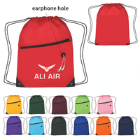 Sac à dos personnalisé en polyester avec cordon de serrage et poche zippée, sac de sport, sac de shopping entièrement personnalisable avec logo