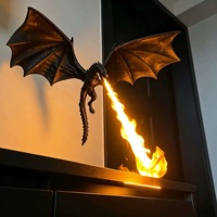 Lampe LED Dragon Souffleur de Feu en Plastique Imprimé en 3D WH Power of Game, Flamme Portable, Décoration de Bureau Fantastique, Cadeau de Collection
