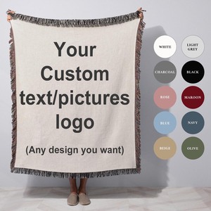 بطانية منسوجة مخصصة بصورة شخصية، هدية مميزة، غطاء منسوج بصورة مخصصة للأريكة والسرير والسفر - Product Image 1