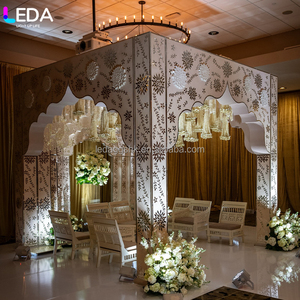 Mandap de mariage LEDA au design moderne personnalisé avec décorations sur le thème indien, décorations d'événements, toile de fond en PVC - Product Image 2