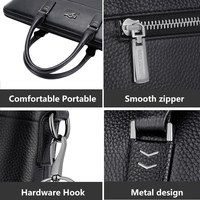 Sac à main en cuir véritable pour homme, imperméable, noir, luxueux, rétro, pour ordinateur portable 14 pouces, sac à bandoulière, sac fourre-tout