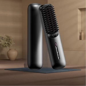 Portable Electric Hair Straightener Wireless Cordless Mini Hair Brush with Comb Battery Powered - Product Image 1