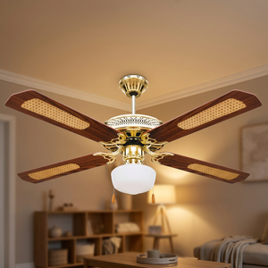 Ventilateur de plafond/lustre Kooper moderne à 4 pales, 3 vitesses, fonction marche arrière, 130 cm, marron, source de lumière LED, interrupteur à télécommande - Product Image 2