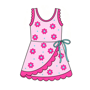 Robe d'été décontractée sans manches pour fillette, motif floral, écologique, avec short intégré et ourlet festonné, idéale pour l'activité sportive (ODM) - Product Image 6
