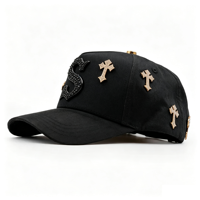 Gorras de Béisbol de Diseñador de Alta Calidad con Visera Ancha Gorra Barbas B Chrome Oro 24k con Pedrería Gorra Ajustada Bordada