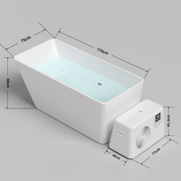 Ensemble de bain froid rectangulaire autoportant en acrylique pour salle de bain, pour trempage et récupération des athlètes, avec refroidisseur d'eau 1 CV