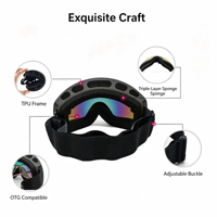 Masque de ski HD résistant aux chocs, compatible OTG, pour hommes, femmes, adultes, ski, snowboard, escalade, sports d'hiver en plein air, UV400, anti-buée