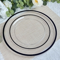 HCMA vente en gros clair noir rose or double jante sous les plaques chargeurs mariage en plastique rond transparent assiette de service 13 pouces