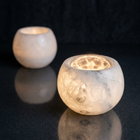 WeiVibe Porte-bougie décoratif en albâtre, élégant, rond, en pierre, translucide, pour projets en gros, centre de table de luxe