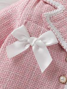 Ensemble de vêtements pour bébé fille de 0 à 2 ans, 2 pièces, <span class=keywords><strong>manteau</strong></span> rose à nœud papillon, jupe à volants - Product Image 3