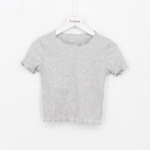 เสื้อยืดผู้หญิงสไตล์เรโทร ฤดูใบไม้ผลิ/ฤดูร้อน ผ้าถัก แห้งเร็ว เป็นมิตรกับสิ่งแวดล้อม คอกลม แขนสั้น สีพื้น ทรงเข้ารูป สวมใส่สบาย - Product Image 5