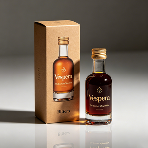 Boîte d'emballage en carton personnalisée professionnelle avec logo, pliable, à extrémités rabattables, avec dorure à chaud, pour cocktails, bitters aromatiques, apéritifs - Product Image 1