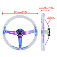 Volant de direction sport transparent en acrylique cristallin TIYPEOR 350 mm, volant de drift profond transparent 14 pouces