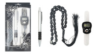 Ensemble cadeau musulman haut de gamme : Chapelet en acrylique + stylo + compteur, emballage blister avec impression couleur, boîte de présentation, tasbih, ensemble de prière musulman